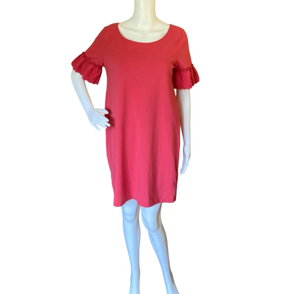 C&C California Embroidered Bell Sleeve T-Shirt Dress Size M Comfort